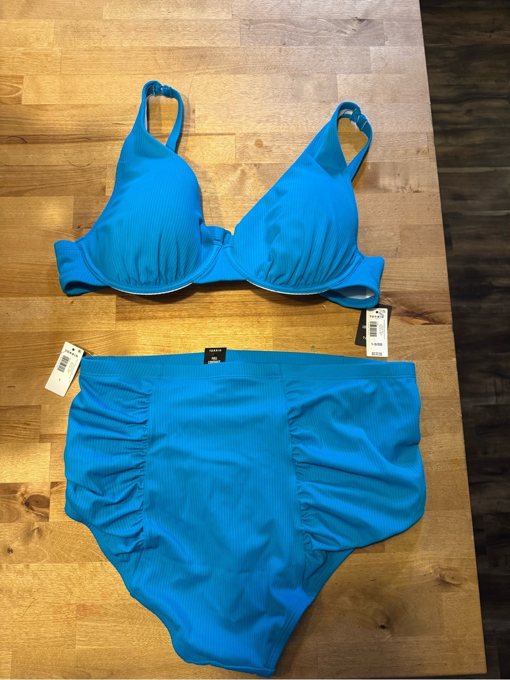 Torrid High-Waist Blue Ribbed Bikini Set